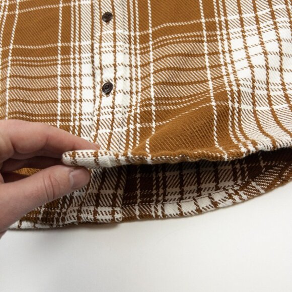 Outerknown Blanket Shirt Men's Small Heavyweight Flannel Orange Plaid Button-Up - Picture 8 of 14